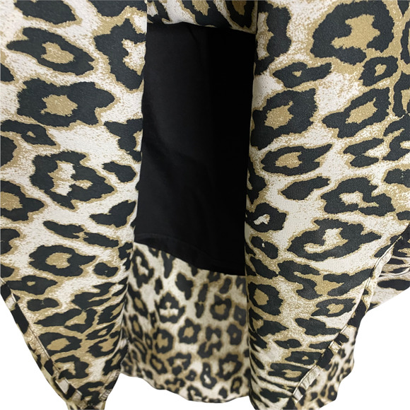 Banana Republic Women's Skirt Midi Brown Cheetah Print Flowy Lined Side Zip Sz M - Picture 4 of 5